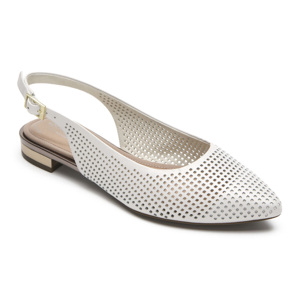 Zapatos Bajos Rockport Mujer Mexico - Total Motion Adelyn Slingback Blancos - VFTQH5489